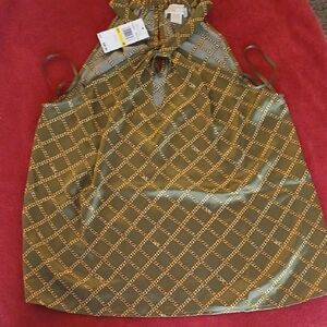 Michael Kors Tan and Cream Tie Front Sleeveless Top